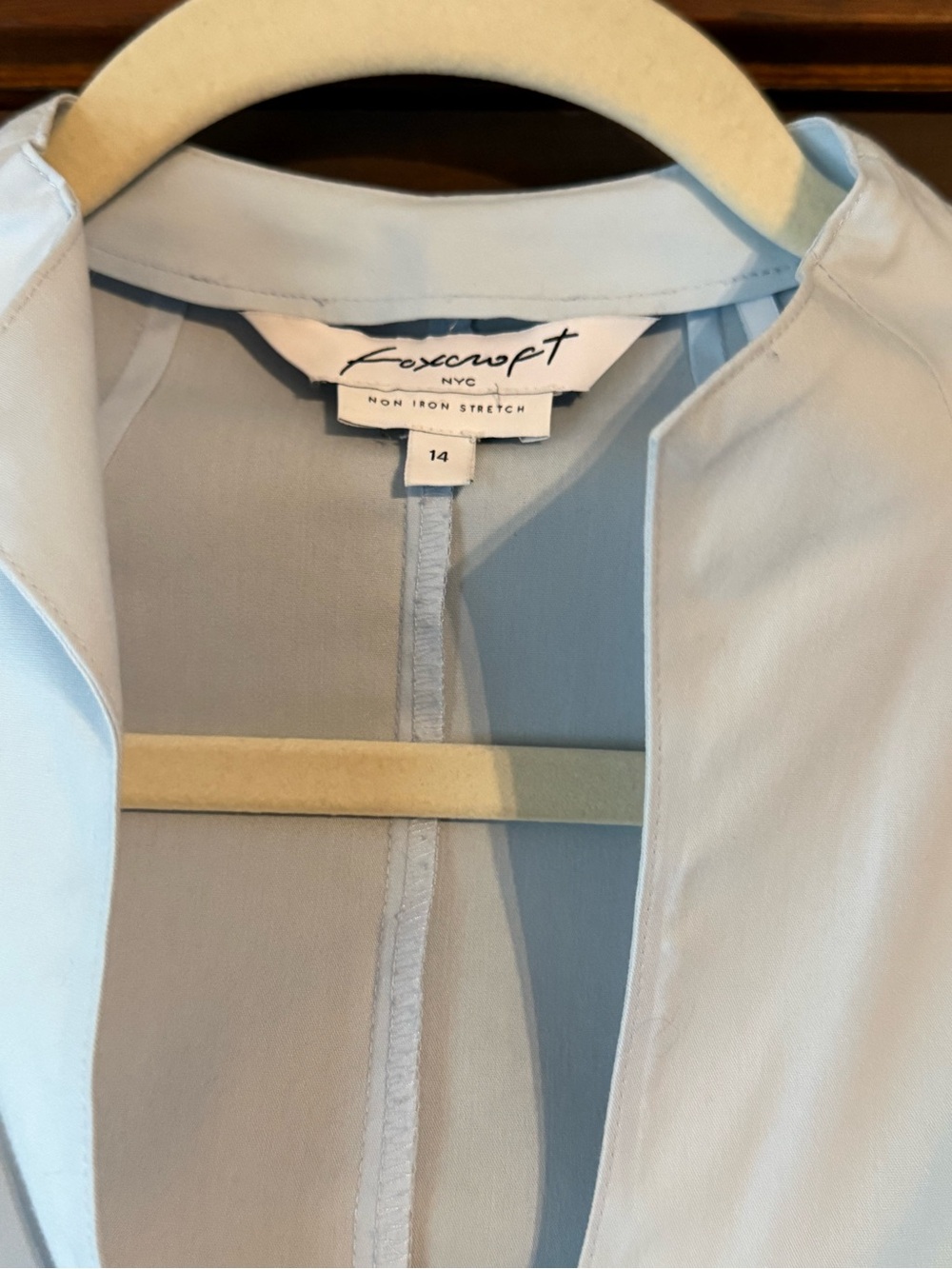 Foxcroft Pale Blue Mandarin Collar Tunic - Picture 2 of 7